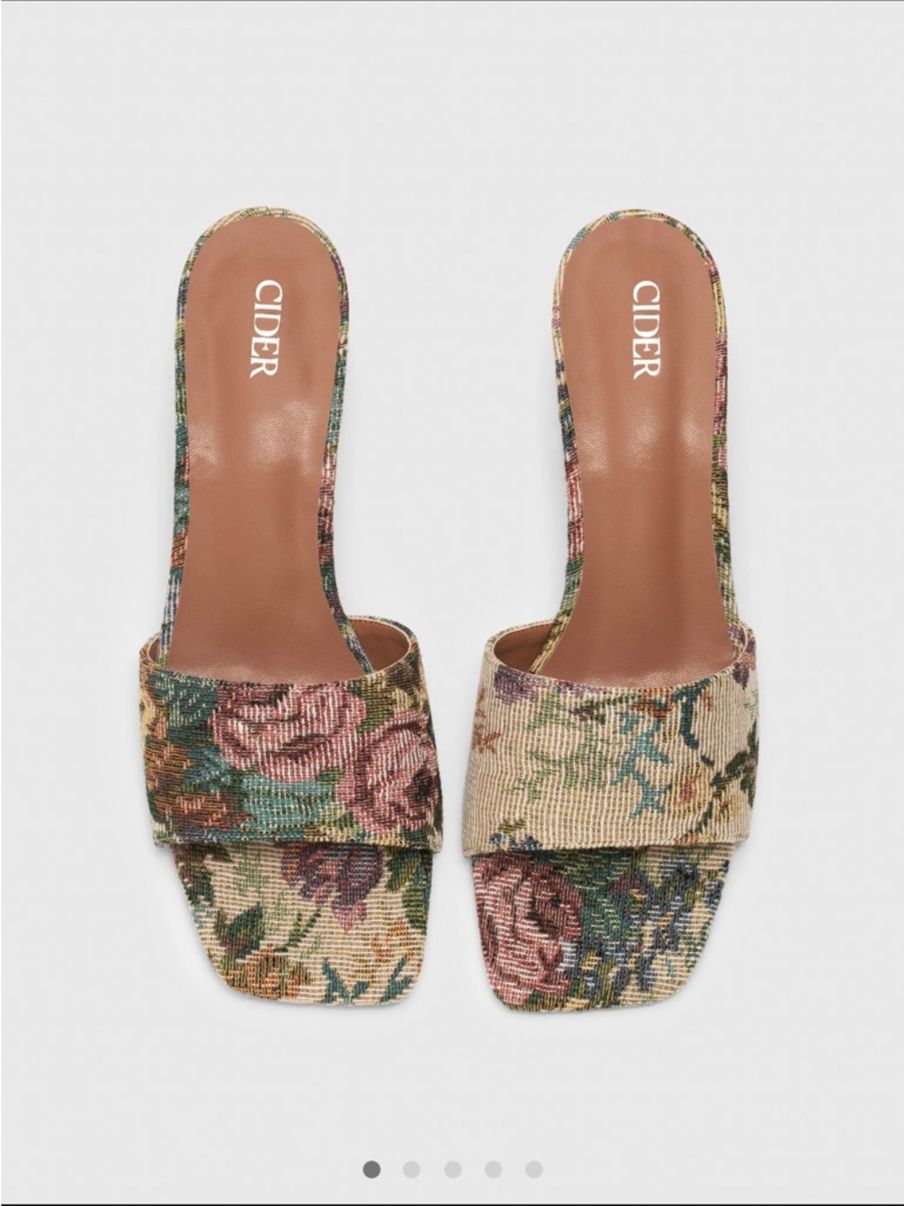 Cider Floral Chunky Heeled Single Band Sandals
